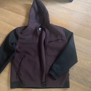 The North Face Men's Hooded Jacket in Dark Plum with Black Sleeves